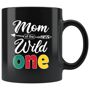 RobustCreative-Cameroonian Mom of the Wild One Birthday Cameroon Flag Black 11oz Mug Gift Idea