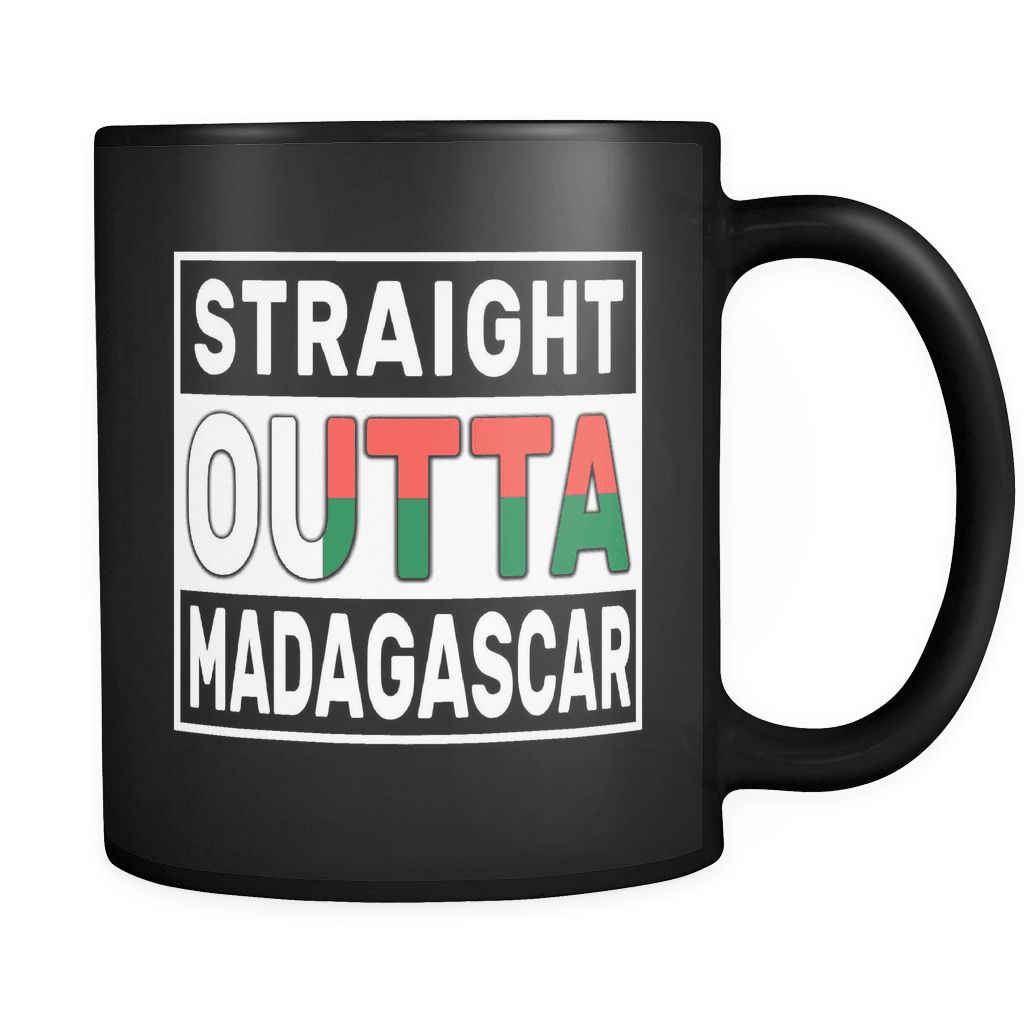 RobustCreative-Straight Outta Madagascar - Malagasy Flag 11oz Funny Black Coffee Mug - Independence Day Family Heritage - Women Men Friends Gift - Both Sides Printed (Distressed)