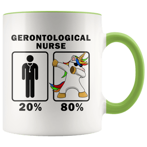 RobustCreative-Gerontological Nurse Dabbing Unicorn 80 20 Principle Graduation Gift Mens - 11oz Accent Mug Medical Personnel Gift Idea
