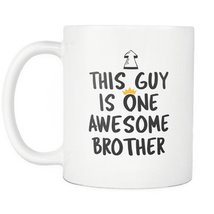 RobustCreative-One Awesome Brother - Birthday Gift 11oz Funny White Coffee Mug - Fathers Day B-Day Party - Women Men Friends Gift - Both Sides Printed (Distressed)