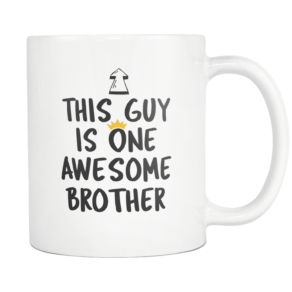 RobustCreative-One Awesome Brother - Birthday Gift 11oz Funny White Coffee Mug - Fathers Day B-Day Party - Women Men Friends Gift - Both Sides Printed (Distressed)