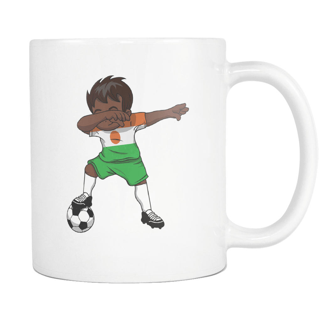 RobustCreative-Dabbing Soccer Boy Niger Nigerien Niamey Gifts National Soccer Tournament Game 11oz White Coffee Mug ~ Both Sides Printed