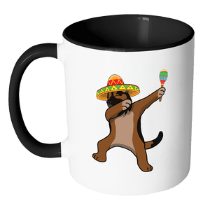RobustCreative-Dabbing German Shepherd Dog in Sombrero - Cinco De Mayo Mexican Fiesta - Dab Dance Mexico Party - 11oz Black & White Funny Coffee Mug Women Men Friends Gift ~ Both Sides Printed