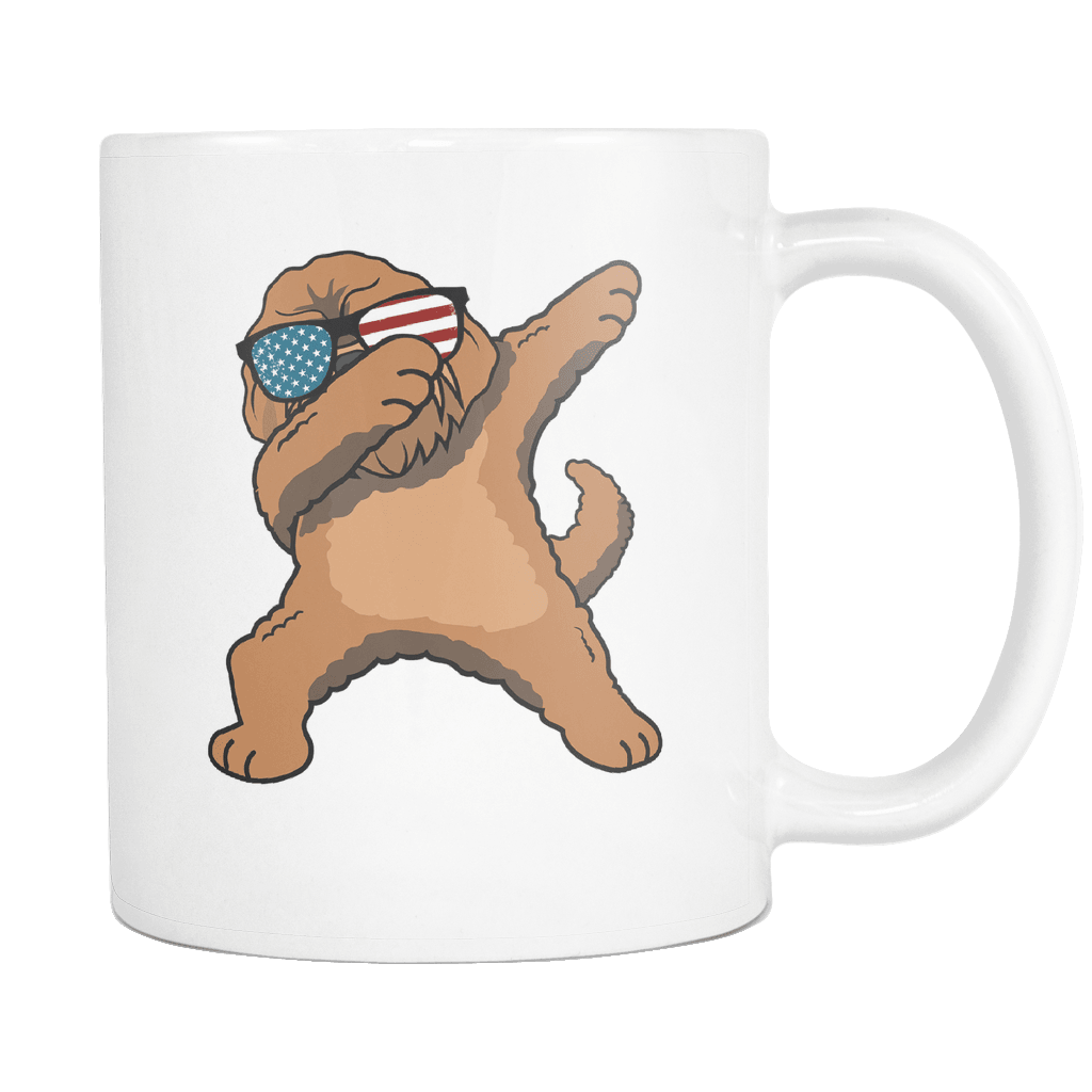 RobustCreative-Dabbing Goldendoodle Dog America Flag - Patriotic Merica Murica Pride - 4th of July USA Independence Day - 11oz White Funny Coffee Mug Women Men Friends Gift ~ Both Sides Printed