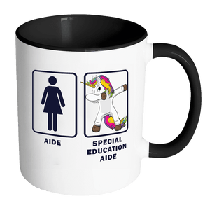 RobustCreative-Special Education Aide Dabbing Unicorn - Teacher Appreciation 11oz Funny Black & White Coffee Mug - Funny Dab Teaching Students First Last Day - Friends Gift - Both Sides Printed