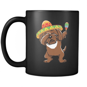 RobustCreative-Dabbing Cockapoo Dog in Sombrero - Cinco De Mayo Mexican Fiesta - Dab Dance Mexico Party - 11oz Black Funny Coffee Mug Women Men Friends Gift ~ Both Sides Printed