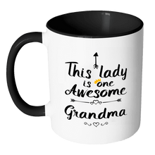 Load image into Gallery viewer, RobustCreative-One Awesome Grandma - Birthday Gift 11oz Funny Black &amp; White Coffee Mug - Mothers Day B-Day Party - Women Men Friends Gift - Both Sides Printed (Distressed)
