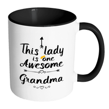 Load image into Gallery viewer, RobustCreative-One Awesome Grandma - Birthday Gift 11oz Funny Black &amp; White Coffee Mug - Mothers Day B-Day Party - Women Men Friends Gift - Both Sides Printed (Distressed)
