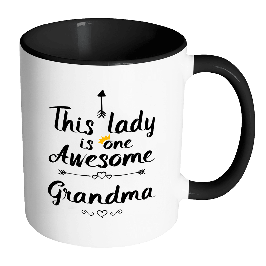 RobustCreative-One Awesome Grandma - Birthday Gift 11oz Funny Black & White Coffee Mug - Mothers Day B-Day Party - Women Men Friends Gift - Both Sides Printed (Distressed)