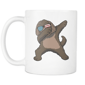 RobustCreative-Dabbing Labradoodle Dog America Flag - Patriotic Merica Murica Pride - 4th of July USA Independence Day - 11oz White Funny Coffee Mug Women Men Friends Gift ~ Both Sides Printed