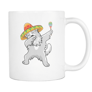 RobustCreative-Dabbing Great Pyrenees Dog in Sombrero - Cinco De Mayo Mexican Fiesta - Dab Dance Mexico Party - 11oz White Funny Coffee Mug Women Men Friends Gift ~ Both Sides Printed