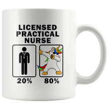 Load image into Gallery viewer, RobustCreative-Licensed Practical Nurse Dabbing Unicorn 80 20 Principle Graduation Gift Mens - 11oz White Mug Medical Personnel Gift Idea
