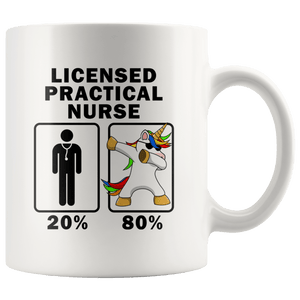 RobustCreative-Licensed Practical Nurse Dabbing Unicorn 80 20 Principle Graduation Gift Mens - 11oz White Mug Medical Personnel Gift Idea