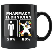 Load image into Gallery viewer, RobustCreative-Pharmacy Technician Dabbing Unicorn 80 20 Principle Graduation Gift Mens - 11oz Black Mug Medical Personnel Gift Idea
