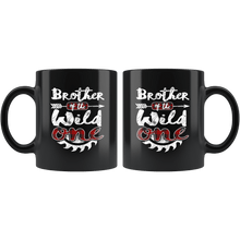 Load image into Gallery viewer, RobustCreative-Brother of the Wild One Lumberjack Woodworker Sawdust Glitter - 11oz Black Mug measure once plaid pajamas Gift Idea
