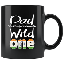 Load image into Gallery viewer, RobustCreative-Indian Dad of the Wild One Birthday India Flag Black 11oz Mug Gift Idea
