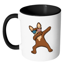 Load image into Gallery viewer, RobustCreative-Dabbing Chihuahua Dog America Flag - Patriotic Merica Murica Pride - 4th of July USA Independence Day - 11oz Black &amp; White Funny Coffee Mug Women Men Friends Gift ~ Both Sides Printed
