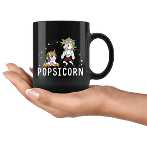 RobustCreative-Popsicorn Unicorn Grandpa And Baby Fathers Day Black 11oz Mug Gift Idea