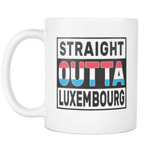 Load image into Gallery viewer, RobustCreative-Straight Outta Luxembourg - Luxembourgish Flag 11oz Funny White Coffee Mug - Independence Day Family Heritage - Women Men Friends Gift - Both Sides Printed (Distressed)
