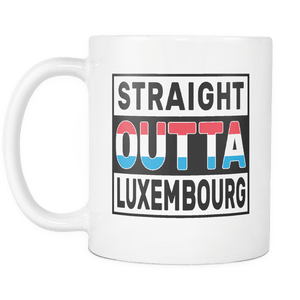 RobustCreative-Straight Outta Luxembourg - Luxembourgish Flag 11oz Funny White Coffee Mug - Independence Day Family Heritage - Women Men Friends Gift - Both Sides Printed (Distressed)