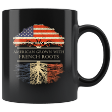 Load image into Gallery viewer, RobustCreative-French Roots American Grown Fathers Day Gift - French Pride 11oz Funny Black Coffee Mug - Real France Hero Flag Papa National Heritage - Friends Gift - Both Sides Printed
