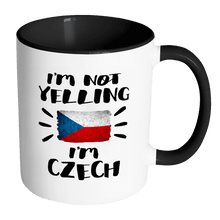 Load image into Gallery viewer, RobustCreative-I&#39;m Not Yelling I&#39;m Czech Flag - Czech Republic Pride 11oz Funny Black &amp; White Coffee Mug - Coworker Humor That&#39;s How We Talk - Women Men Friends Gift - Both Sides Printed (Distressed)
