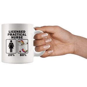RobustCreative-Licensed Practical Nurse Dabbing Unicorn 80 20 Principle Superhero Girl Womens - 11oz White Mug Medical Personnel Gift Idea