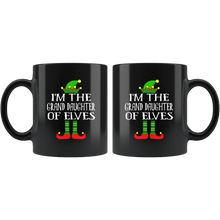 Load image into Gallery viewer, RobustCreative-Im The Grand Daughter of Elves Family Matching Elf Outfits PJ - 11oz Black Mug Christmas group green pjs costume Gift Idea
