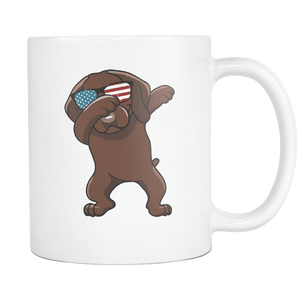 RobustCreative-Dabbing Vizsla Dog America Flag - Patriotic Merica Murica Pride - 4th of July USA Independence Day - 11oz White Funny Coffee Mug Women Men Friends Gift ~ Both Sides Printed