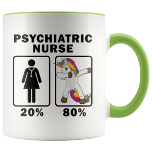 RobustCreative-Psychiatric Nurse Dabbing Unicorn 80 20 Principle Superhero Girl Womens - 11oz Accent Mug Medical Personnel Gift Idea