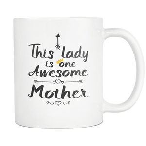 RobustCreative-One Awesome Mother - Birthday Gift 11oz Funny White Coffee Mug - Mothers Day B-Day Party - Women Men Friends Gift - Both Sides Printed (Distressed)