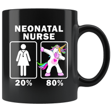 Load image into Gallery viewer, RobustCreative-Neonatal Nurse Dabbing Unicorn 20 80 Principle Superhero Girl Womens - 11oz Black Mug Medical Personnel Gift Idea
