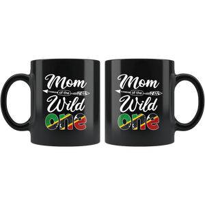 RobustCreative-Kittitian or Nevisian Mom of the Wild One Birthday Saint Kitts & Nevis Flag Black 11oz Mug Gift Idea