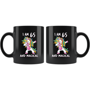 RobustCreative-I am 65 & Magical Unicorn birthday sixty five Years Old Black 11oz Mug Gift Idea