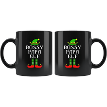 Load image into Gallery viewer, RobustCreative-Im The Bossy Papa Elf Family Matching Outfits PJ - 11oz Black Mug Christmas group green pjs costume Gift Idea
