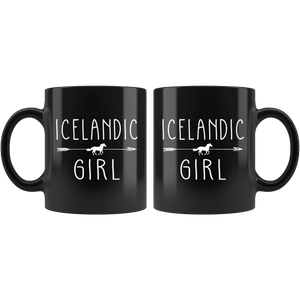 RobustCreative-Icelandic Horse Girl Gifts Horses Lover Riding Racing - 11oz Black Mug Riding Lover Gift Idea