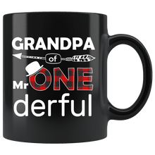 Load image into Gallery viewer, RobustCreative-Grandpa of Mr Onederful  1st Birthday Buffalo Plaid Black 11oz Mug Gift Idea
