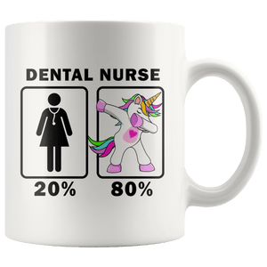 RobustCreative-Dental Nurse Dabbing Unicorn 20 80 Principle Superhero Girl Womens - 11oz White Mug Medical Personnel Gift Idea