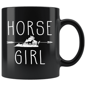 RobustCreative-Virginia Horse Girl Gifts Virginian Shape Country for women - 11oz Black Mug Riding Lover Gift Idea