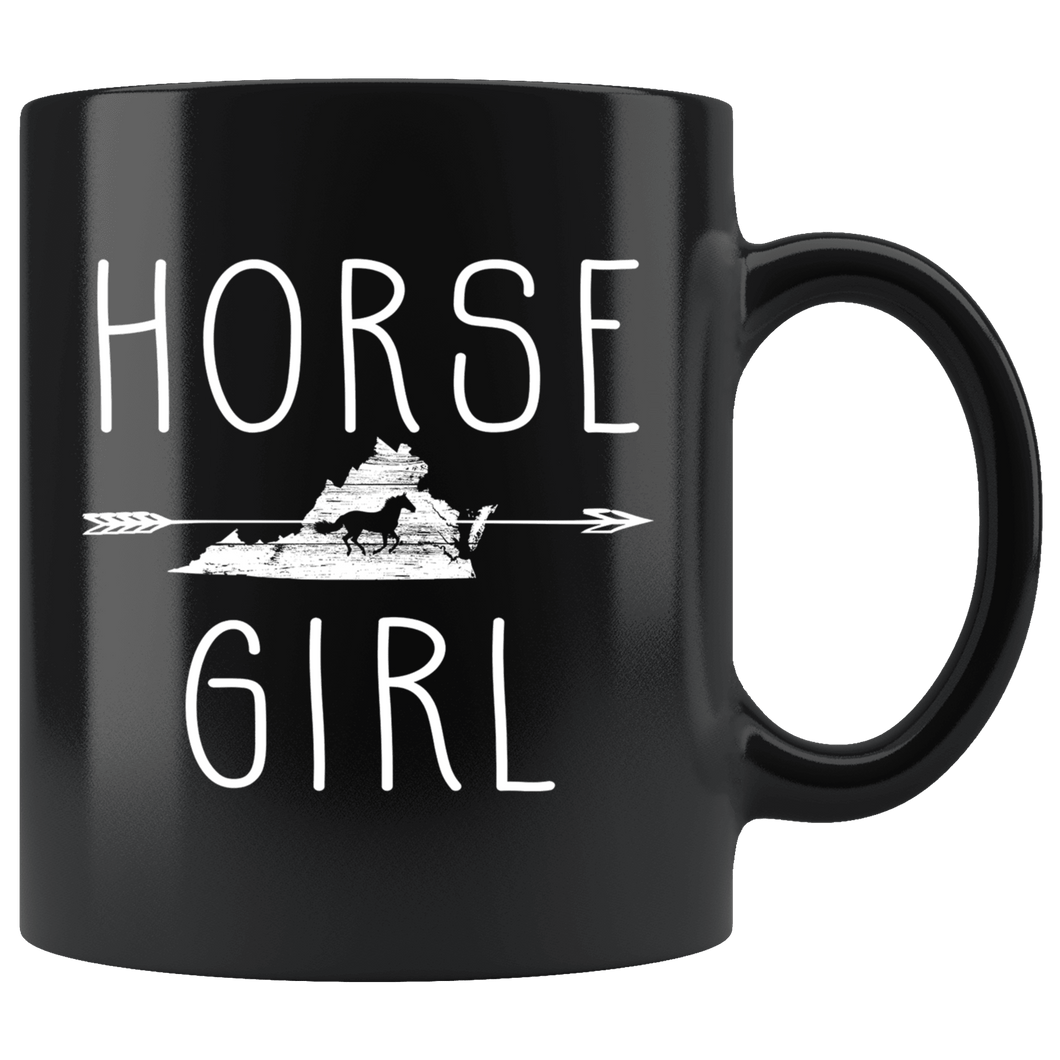 RobustCreative-Virginia Horse Girl Gifts Virginian Shape Country for women - 11oz Black Mug Riding Lover Gift Idea