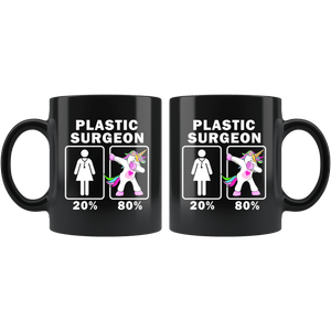 RobustCreative-Plastic Surgeon Dabbing Unicorn 20 80 Principle Superhero Girl Womens - 11oz Black Mug Medical Personnel Gift Idea