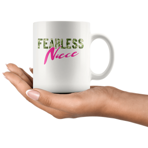 RobustCreative-Fearless Niece Camo Hard Charger Veterans Day - Military Family 11oz White Mug Retired or Deployed support troops Gift Idea - Both Sides Printed