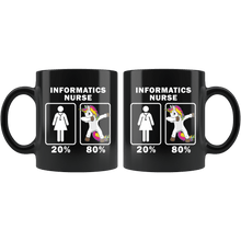 Load image into Gallery viewer, RobustCreative-Informatics Nurse Dabbing Unicorn 80 20 Principle Superhero Girl Womens - 11oz Black Mug Medical Personnel Gift Idea
