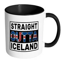 Load image into Gallery viewer, RobustCreative-Straight Outta Iceland - Icelander Flag 11oz Funny Black &amp; White Coffee Mug - Independence Day Family Heritage - Women Men Friends Gift - Both Sides Printed (Distressed)
