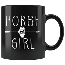 Load image into Gallery viewer, RobustCreative-Illinois Horse Girl Gifts Illinoisan Shape Country for women - 11oz Black Mug Riding Lover Gift Idea
