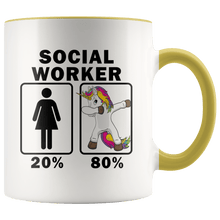 Load image into Gallery viewer, RobustCreative-Social Worker Dabbing Unicorn 80 20 Principle Superhero Girl Womens - 11oz Accent Mug Medical Personnel Gift Idea
