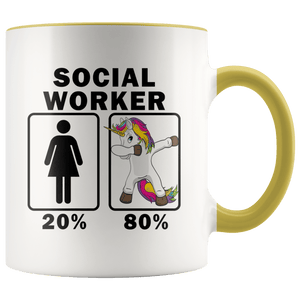 RobustCreative-Social Worker Dabbing Unicorn 80 20 Principle Superhero Girl Womens - 11oz Accent Mug Medical Personnel Gift Idea