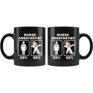 RobustCreative-Nurse Anesthetist Dabbing Unicorn 80 20 Principle Superhero Girl Womens - 11oz Black Mug Medical Personnel Gift Idea