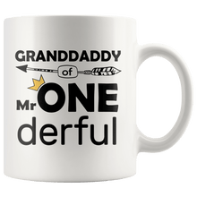 Load image into Gallery viewer, RobustCreative-Granddaddy of Mr Onederful Crown 1st Birthday Baby Boy Outfit White 11oz Mug Gift Idea
