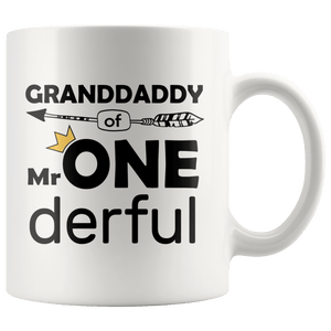 RobustCreative-Granddaddy of Mr Onederful Crown 1st Birthday Baby Boy Outfit White 11oz Mug Gift Idea